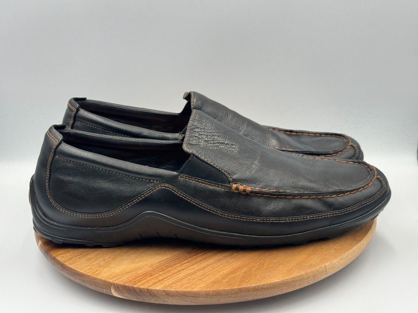 COLE HAAN Tucker Venetian Mens US 15M Black Leather Slip-On Shoes Loafers C03557
