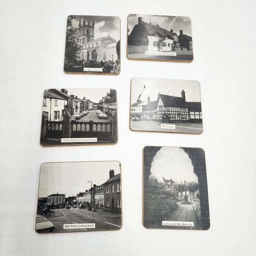 Vintage Lutterworrg England Devlieg Souvenir Picture Print Landmarks Coaster Set