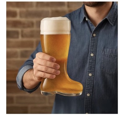 Das Beer Boot 33oz / 1L Capacity - Machine Blown Glass - Complete in Box / New!