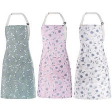 Apron for Women with Pockets, 3 PCs Waterproof Floral Apron with Adjustable N...