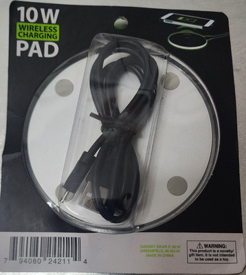 Gadget Gear 10W Wireless Charging Pad Black Fast Charge with Cable