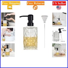 12 Oz Clear Glass Soap Dispenser with Black Pump, Refillable Liquid Bottle