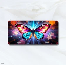 Butterfly Flowers License Plate Front Plate Customizable Butterfly Design Unique
