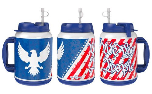 64 oz Travel Mug – We The People American Flag & Eagle – Double Wall Insulated - Picture 4 of 5
