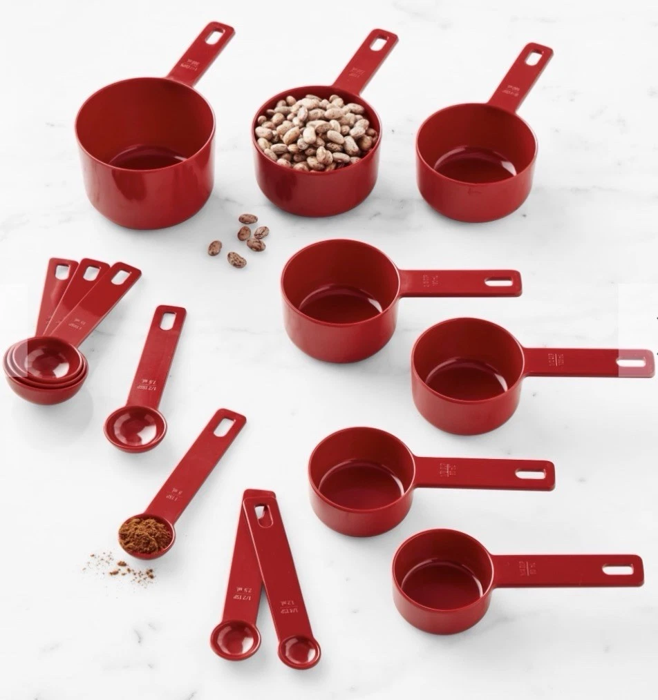 Williams Sonoma Measuring Cups & Spoons 14 Pc Nesting Set RED Compare To $39.95