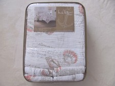 Nicole Miller Home-Ocean Postcard Shell-3 Piece FULL/QUEEN Quilt Set-2 Shams-New