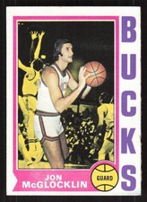 1974 TOPPS JON MCGLOCKLIN 37 VG BASKETBALL MILWAUKEE BUCKS