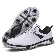 Mens Golf Shoes Fixed Nailless Sole Waterproof Lightweight No-Slip Walking Shoes