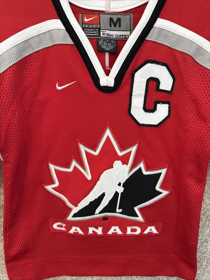 Camiseta deportiva de hockey vintage Nike para niños del equipo juvenil Canadá Mario Lemieux #66 talla mediana Foto 2 de 4