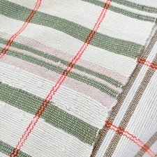 101x60 Vintage Verde Naranja Rayas Trapo Alfombra Manta/Cubierta de Cama Cobertor Mano con