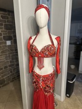 Red Beaded Belly Dance Costume Bellydance Pharoanics of Egypt