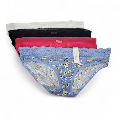 M&S Collection Women s Briefs Blue Mix Floral & Lace 4 Pack