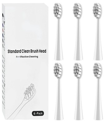 6 Pack Gum Care Replacement Brush Heads Compatible with Standard Round, White