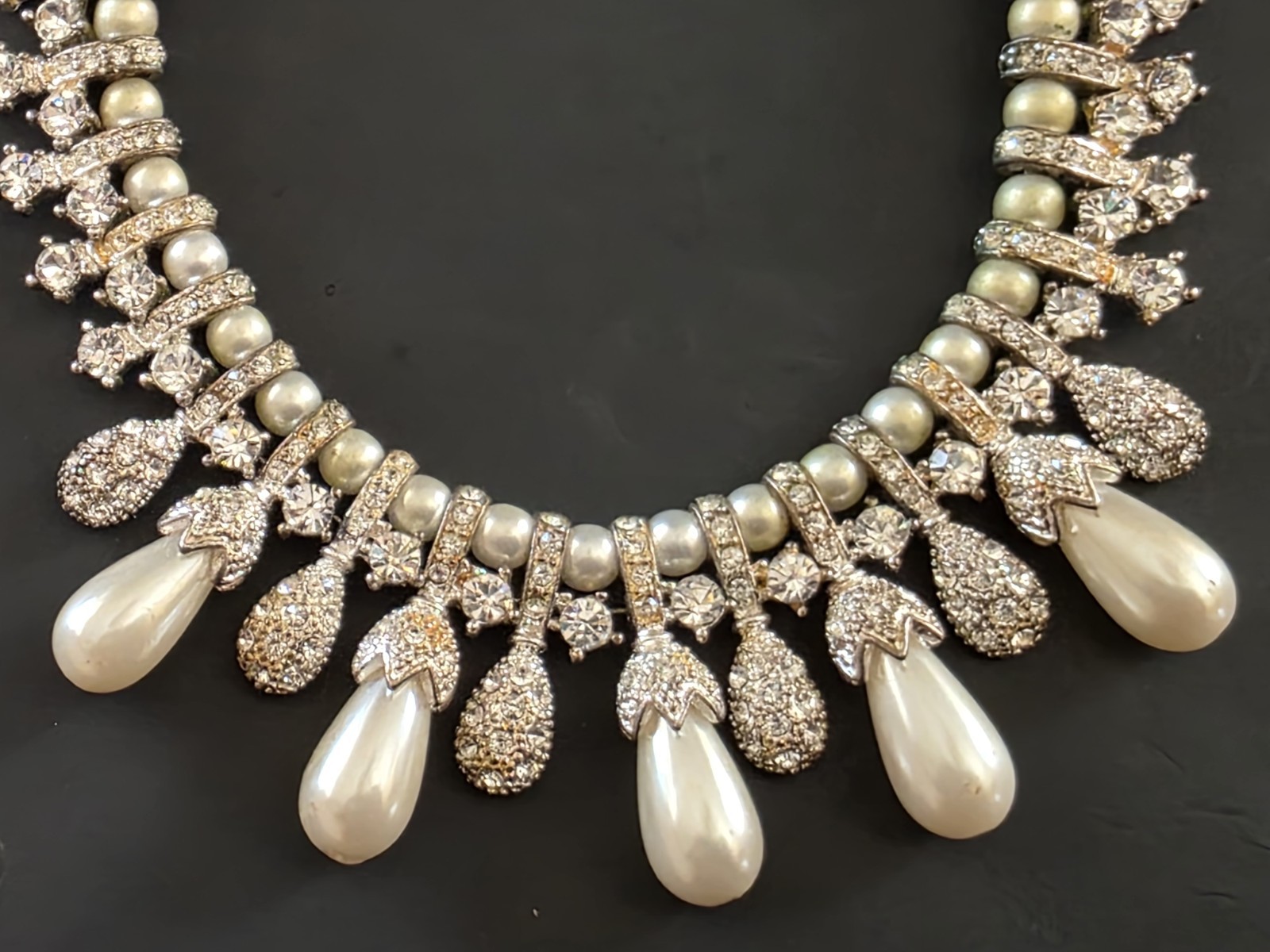 Signed Statement Necklace Deco Style  Rhinestones… - image 1