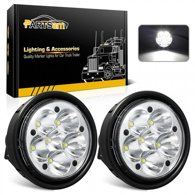 Partsam 2Pcs Led Fog Lights Headlights Lamps A06-32497000 Heavy Duty Fog Light