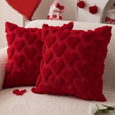 Valentines Pillow Covers 18x18 inch Set of 2 Valentines Day Decoration Red He...