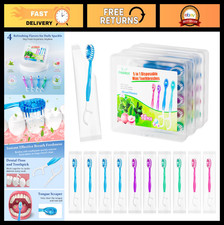 5-in-1 Travel Toothbrushes with Floss, Tongue...