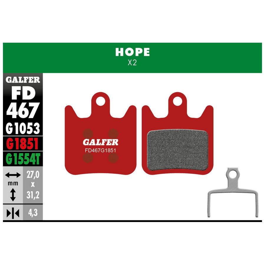 pastiglie mescola rossa advanced per hope x2 FD467G1851 GALFER BIKE freni bici