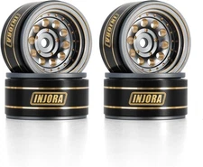 INJORA 1.0 Beadlock Wheel Rims Black Coating Brass for 1/24 1/18 RC Grey 