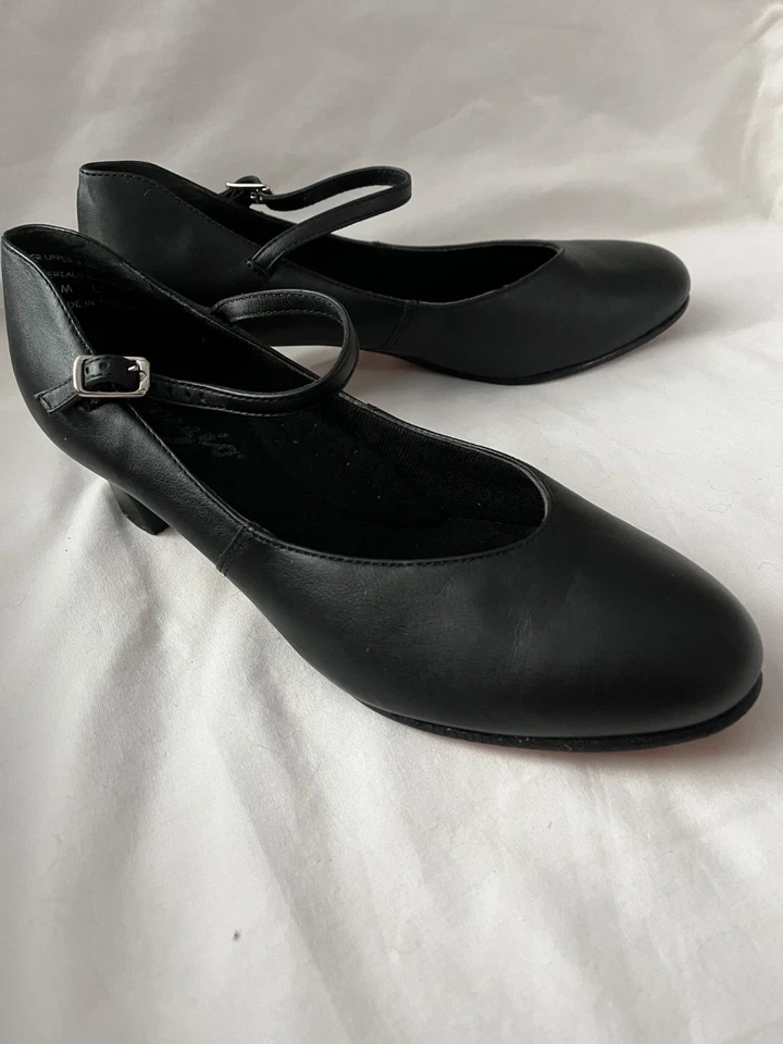 Capezio Negro 1/2” Tacón Cuero Mary Jane Tap Zapatos Para Mujer EE. UU. 9.5 Mediano IOB Foto 4 de 4