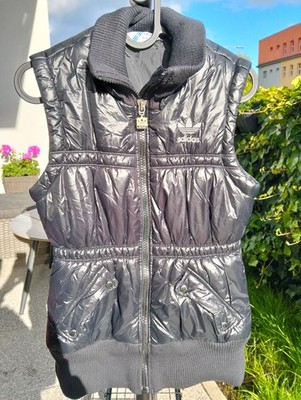 Vintage Adidas Originals Trefoil Puffer Gilet Vest Womens Size S Black Y2K