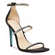 Blue Betsey Johnson Elisa Evening Sandals Black Rhinestone Sparkle Bling Wedding