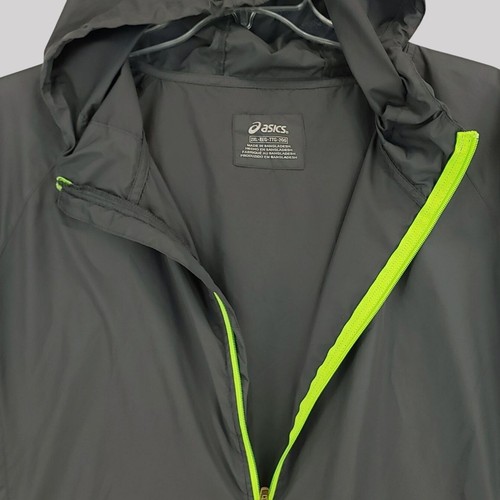 Asics Mens Hooded Lightweight Windbreaker Jacket Gray Full-Zip Size XXL - Picture 5 of 11
