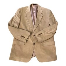 Y2k LANDS' END Sports Coat 46 R Wide Corduroy Blazer Tan Mens Grandpa