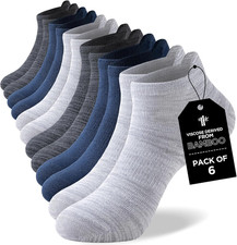 Ankle Socks for Men, 6 Pairs Bamboo Rayon Breathable Sports Low Cut Thin, Multic