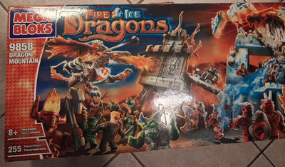 Mega Bloks Fire & Ice Dragons Dragon Mountain Partially New Some Unopened 9858