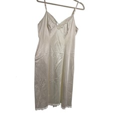 Vintage Sears Ivory Lace Trim Full Slip Dress Silky Nylon Style 82614 Size 36