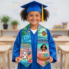 Custom Moana  Friends Kindergarten Graduation Stole, Class Of 2026 Grad Sash