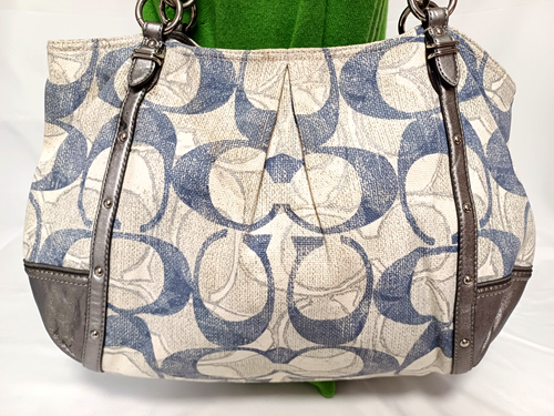 COACH ALEXANDRA SIGNATURE GRAY BLUE CANVAS TOTE SHOULDER HANDBAG 16740 - Picture 3 of 18