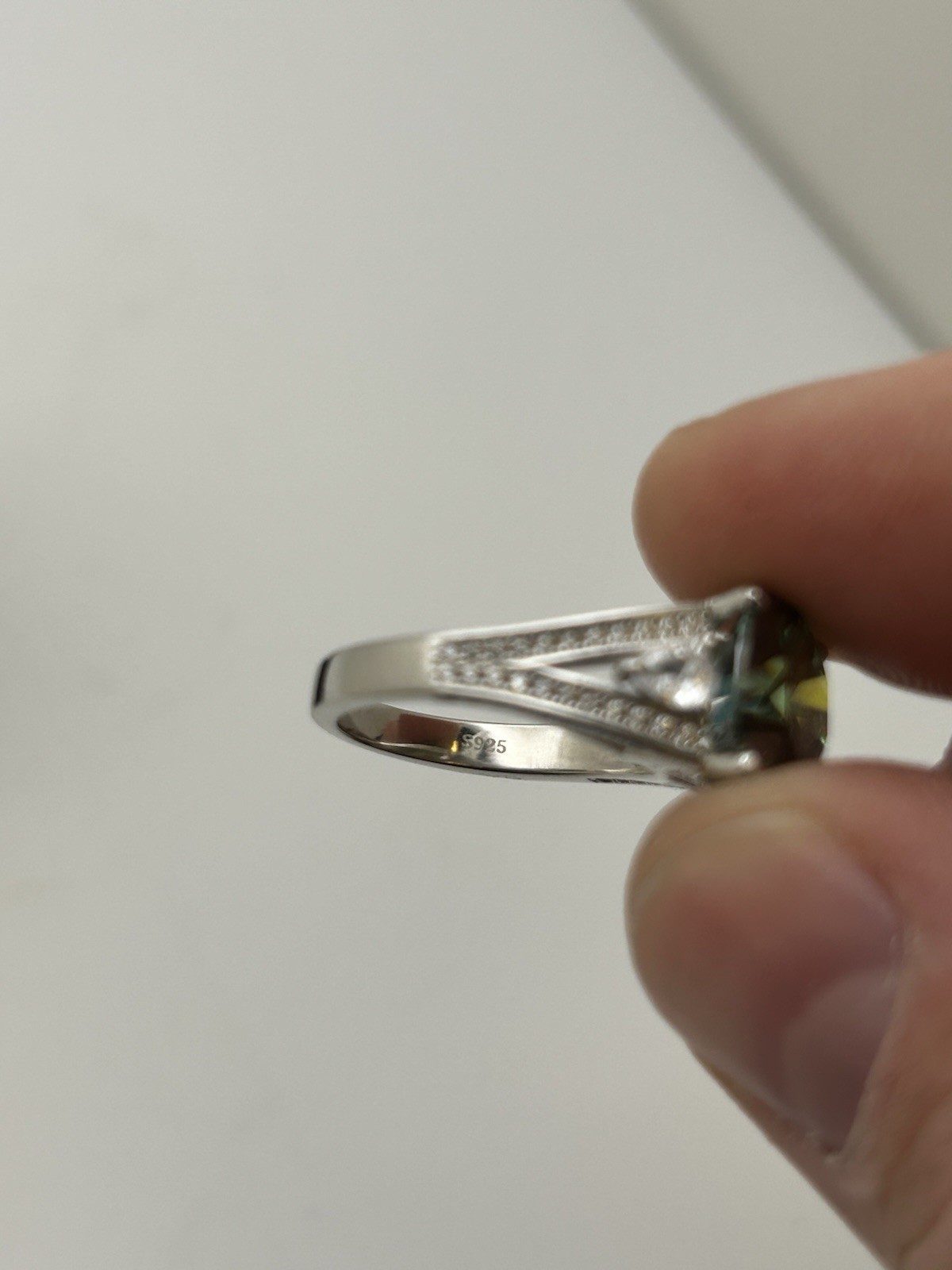 Large Green Gem Sterling Silver Statement Ring - image 4