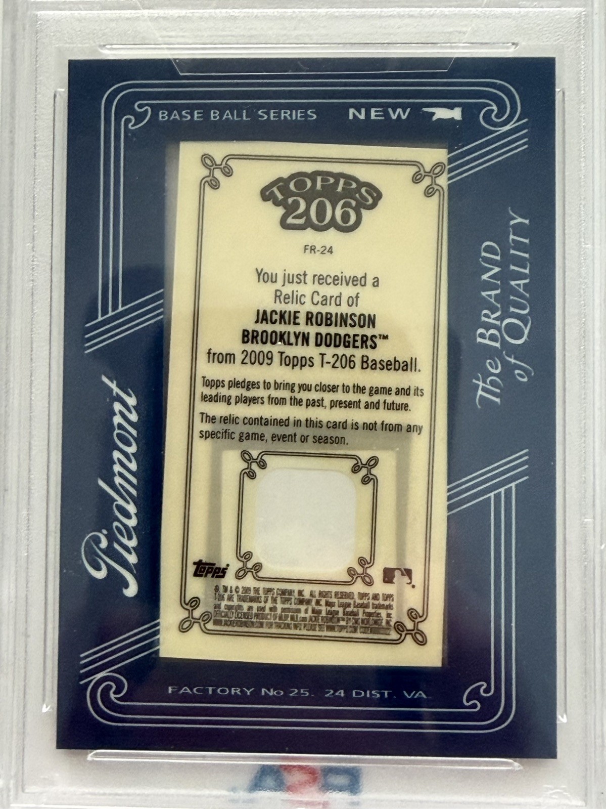 2009 Topps T 206 #FR 24 PSA 10 Jackie Robinson Mini Framed Relic Piedmont 💎  view 2