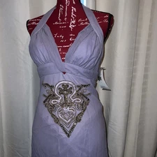 Nicole Miller Collection Lavender Silk Halter Gown Beaded Size 6 NWT $530