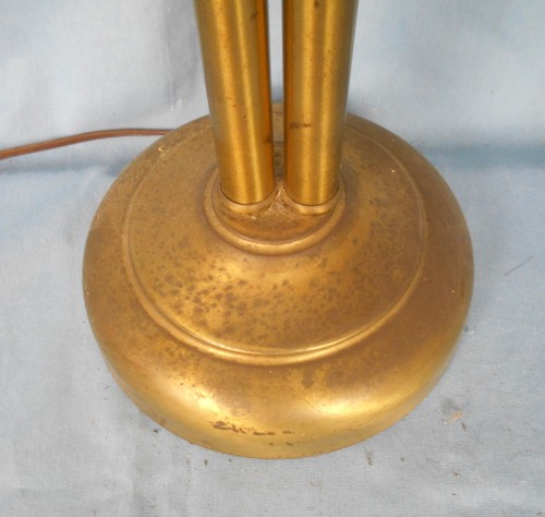 ANTIQUE DOUBLE ARM BRASS GOOSENECK DESK LAMP - Picture 2 of 6