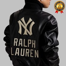 Women Vintage RL Black YK Real Leather Jacket for Ladies Street Style Coat Gift