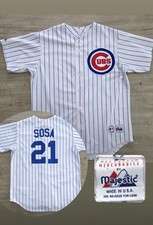Vintage 90s Majestic Chicago Cubs 21 Sammy Sosa Pinstripe Jersey L Made In USA