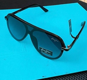 Sean John SJS1007CE 002 Pilot Shield Sunglasses Black Frame Blue Gray Lens 140mm