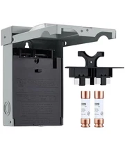 Fused 60 Amp AC Disconnect Box Outdoor, Waterproof Metal Enclosure with Pull-Out