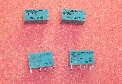 QTY (10) RY9W-K TAKAMISAWA 9Vdc DPDT MINIATURE SIGNAL RELAYS RY9W-K-UL