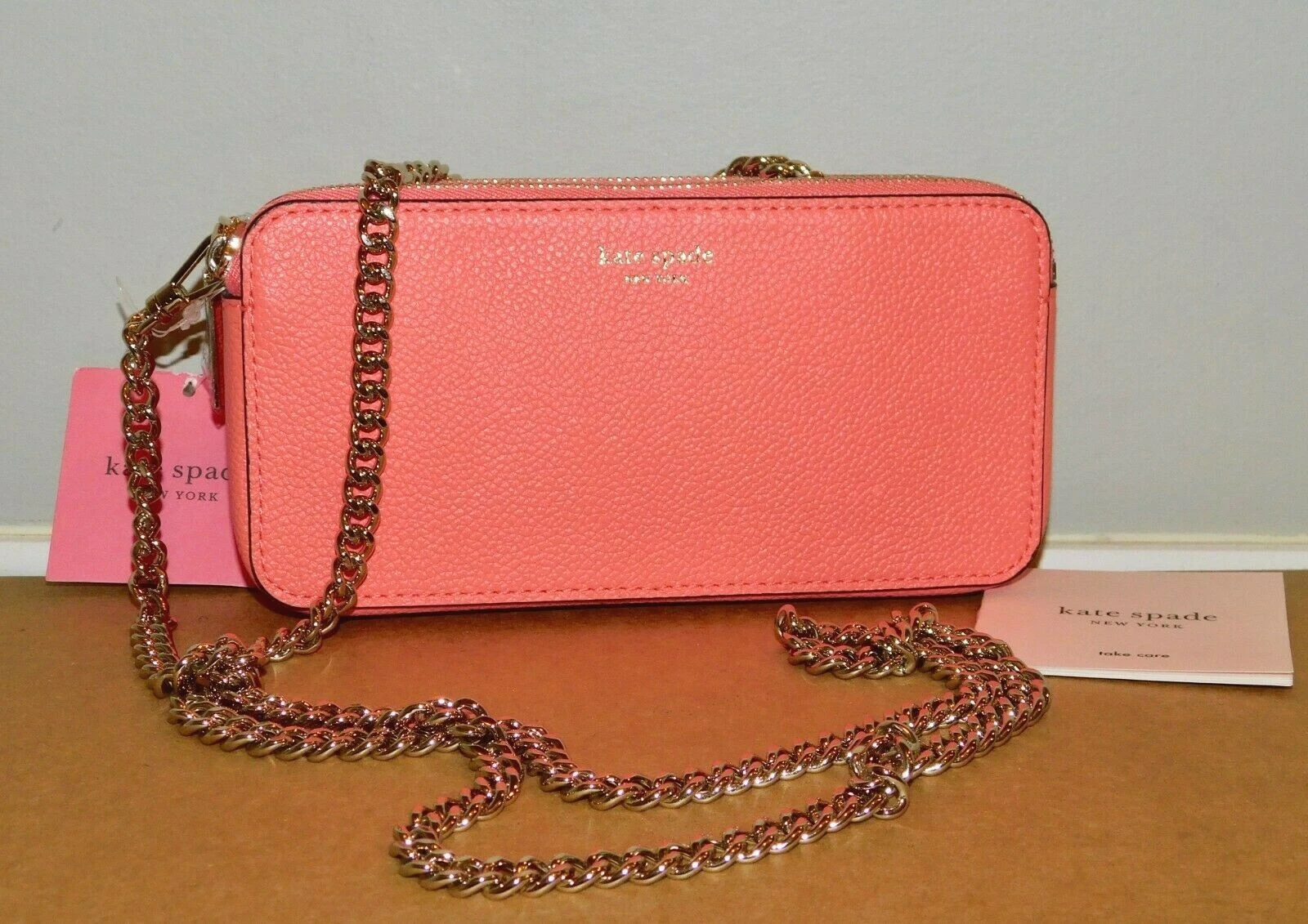 Borsa a mano Kate Spade Margaux doppia zip tracolla litchi organizer $148! NUOVO