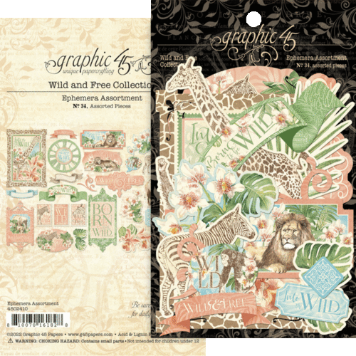 GRAPHIC 45 "WILD AND FREE" 34 DIE CUTS ZOO ANIMALS RETIRED SCRAPJACK'S PLACE - Picture 1 of 2