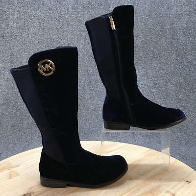 Michael Kors Boots Youth Emma Lily Tall Knee-High Navy Blue Casual Block  Heels