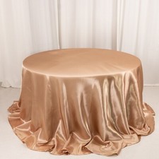 132" NUDE Satin Round TABLECLOTH Wedding Party Table Linens Party Decorations