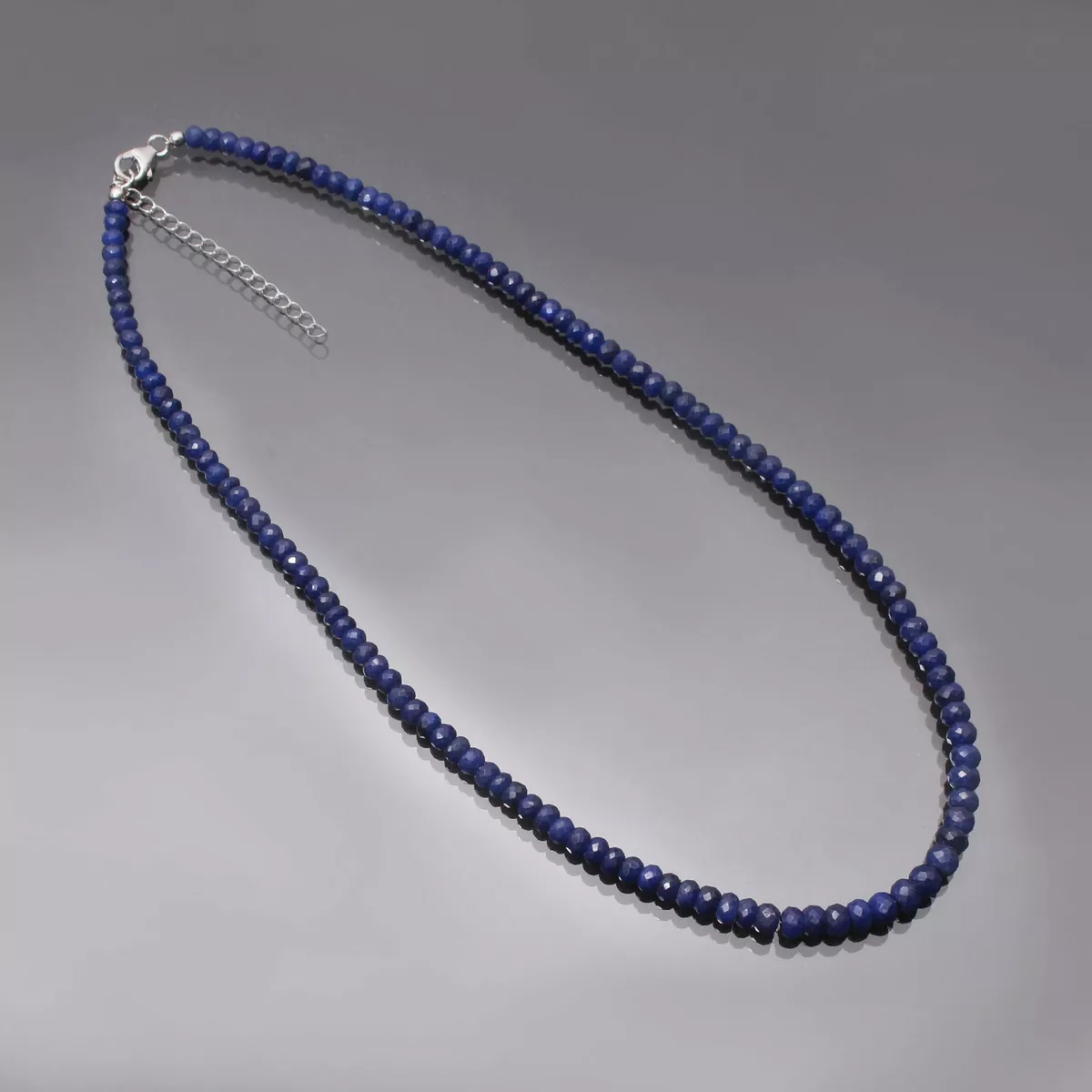 Natural Blue Sapphire Faceted Rondelle Beaded Necklace 4 6 mm Sapphire Necklace