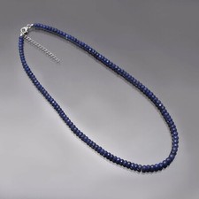 Natural Blue Sapphire Faceted Rondelle Beaded Necklace 4-6 mm Sapphire Necklace