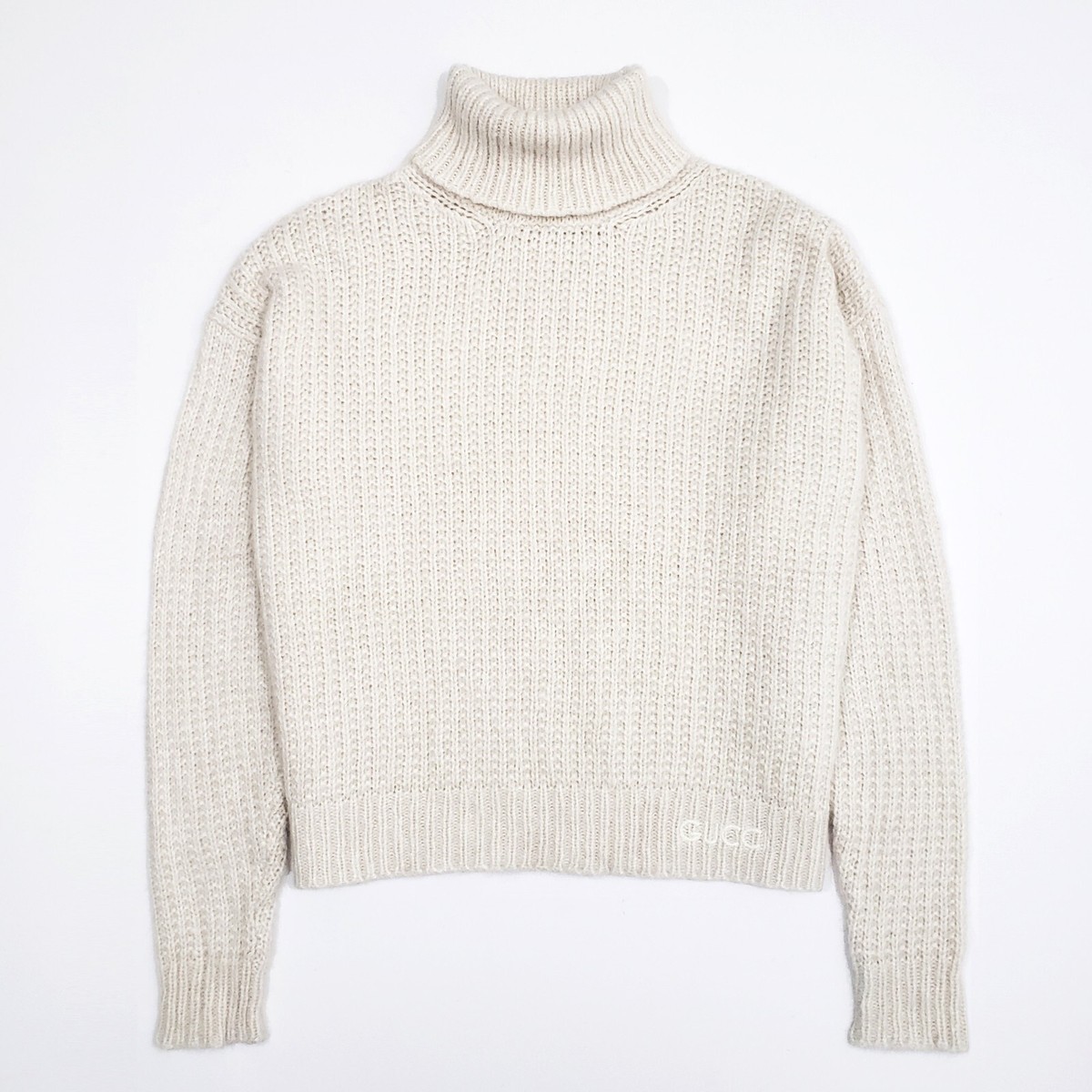 GUCCI 766263XKDJA Cashmere Silk Turtleneck Sweater Rib Knit