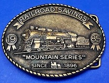 RailRoad Saving  Loan Mountain Series 1985 Train Car 4 Collector Belt Buckle
